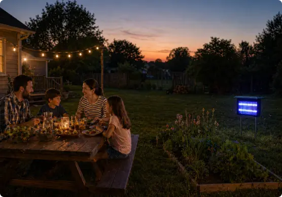 Place the NovaVolt Solar bug zapper in the yard