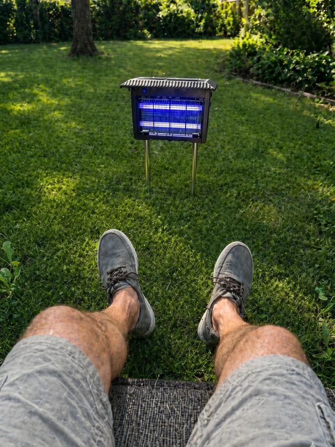 NovaVolt Solar lantern-style bug zapper in a garden